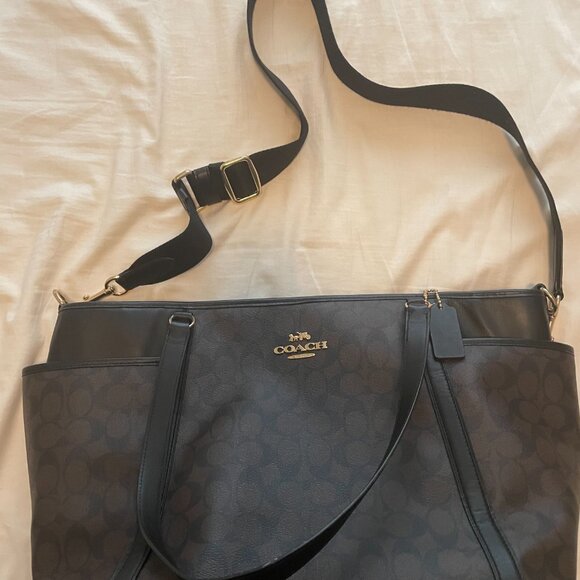 Coach NWOT leather logo diaper bag/baby bag/purse - dark brown - Picture 6 of 11